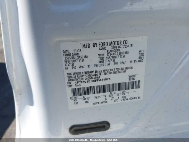 1FTFW1EG5FFA31075 Ford F-150 Xlt