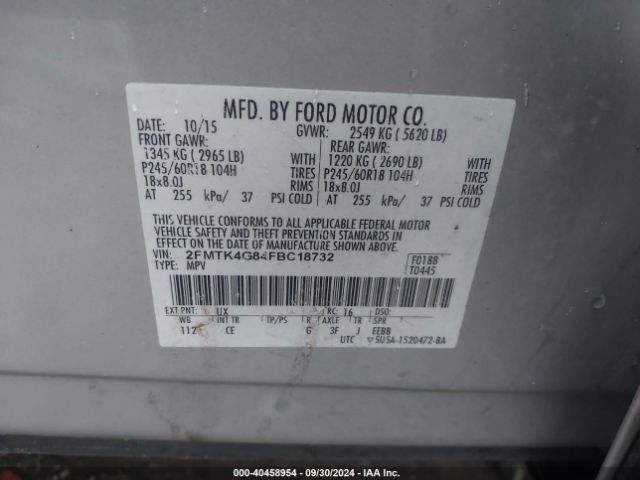 2FMTK4G84FBC18732 Ford EDGE SE