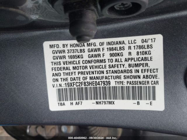 19XFC2F83HE047939 Honda CIVIC EX