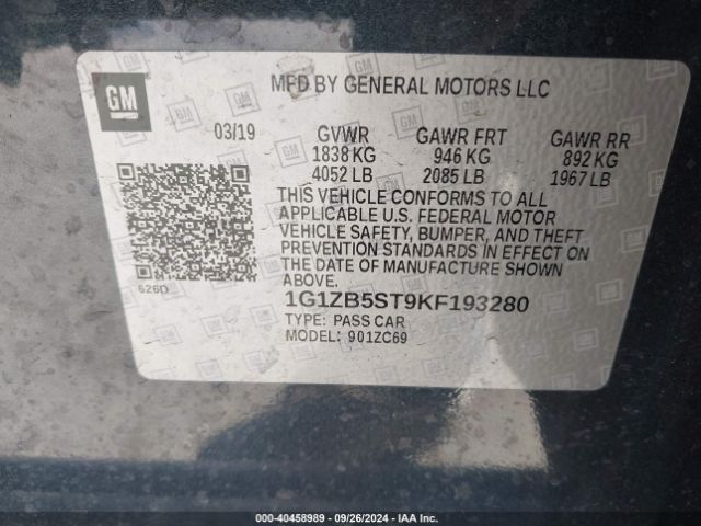 1G1ZB5ST9KF193280 Chevrolet Malibu 1ls
