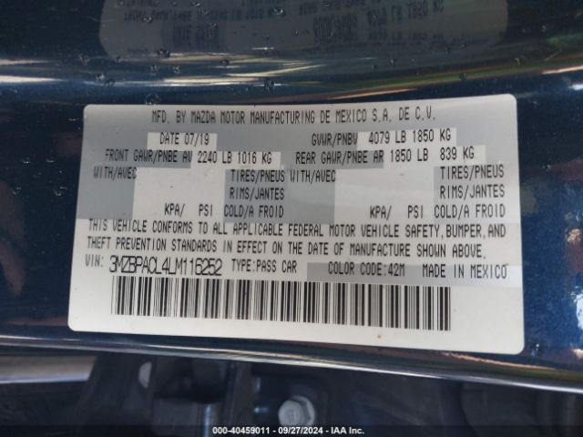 3MZBPACL4LM116252 Mazda Mazda3 Select Package