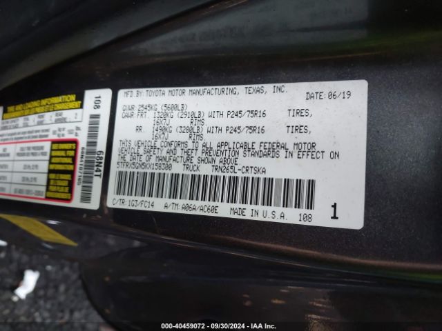 5TFRX5GN5KX158300 Toyota Tacoma Sr5