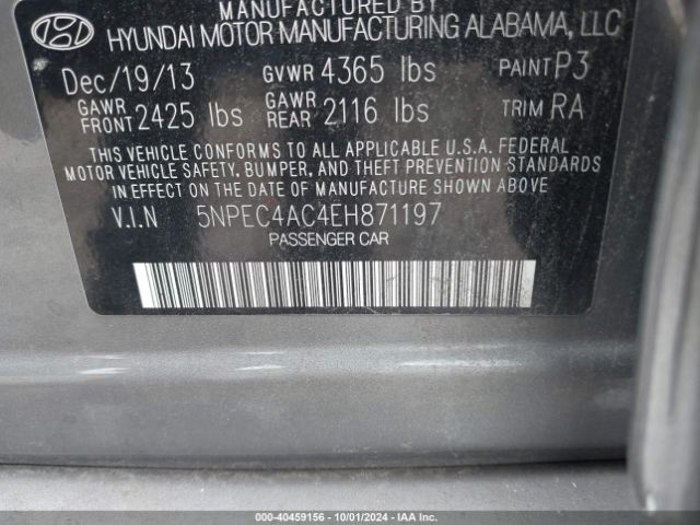 5NPEC4AC4EH871197 Hyundai SONATA SE