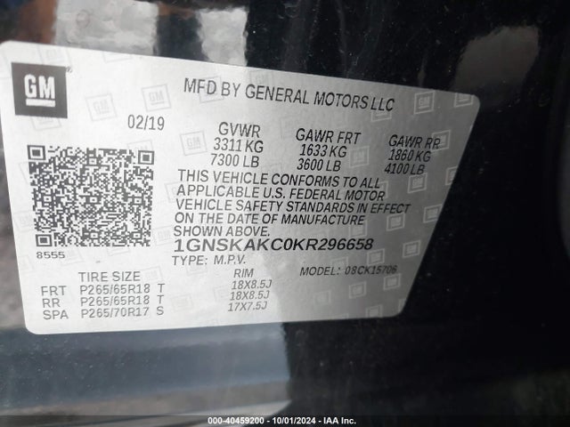 Chevrolet Tahoe Ls 2019 1GNSKAKC0KR296658 Image 9