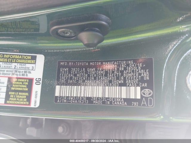 Toyota COROLLA LE 2016 2T1BURHE5GC658303 Image 9