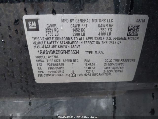1GKS1BKC5GR453534 GMC YUKON SLT