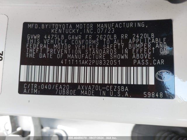 Toyota CAMRY SE 2023 4T1T11AK2PU832051 Image 9