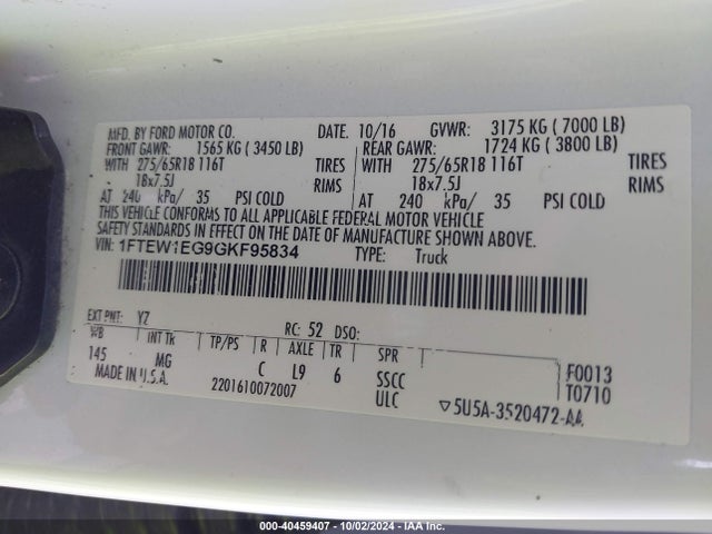 Ford F-150 Xlt 2016 1FTEW1EG9GKF95834 Image 9