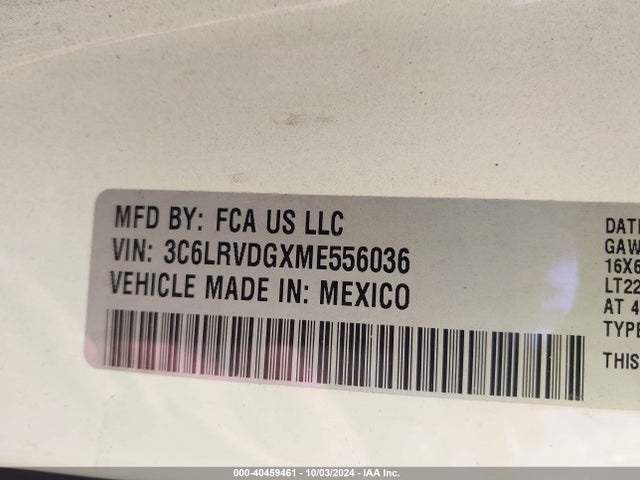 3C6LRVDGXME556036 RAM Promaster 2500 High Roof 159 Wb