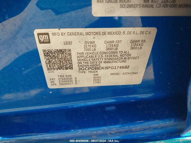 Chevrolet Silverado 1500 4wd  Short Bed Custom 2023 3GCPDBEK0PG174682 Image 9