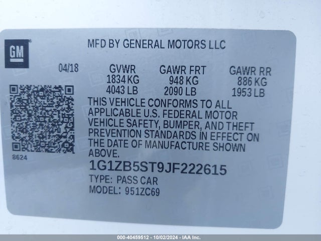 Chevrolet Malibu 1ls 2018 1G1ZB5ST9JF222615 Image 9