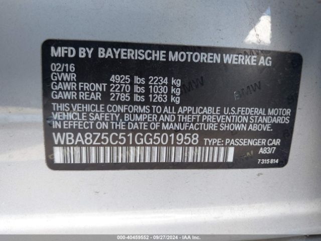 2016 BMW 3 SERIES GRAN TURISMO WBA8Z5C51GG501958 Photo 8