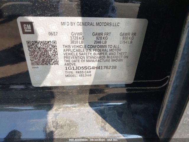 1G1JD5SG4H4176238 Chevrolet Sonic Lt Auto