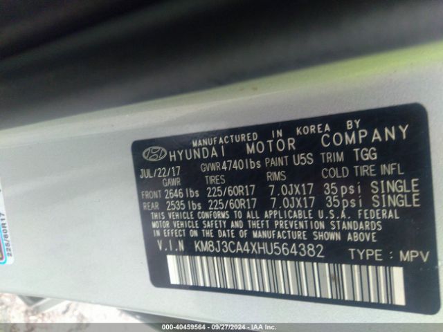 KM8J3CA4XHU564382 Hyundai TUCSON SE