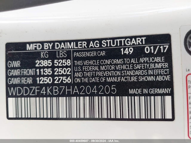 WDDZF4KB7HA204205 Mercedes-Benz E 300 4matic