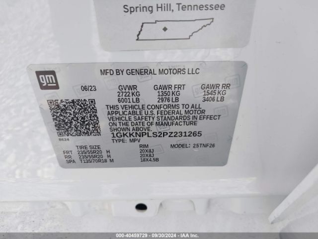 1GKKNPLS2PZ231265 GMC Acadia Fwd Denali