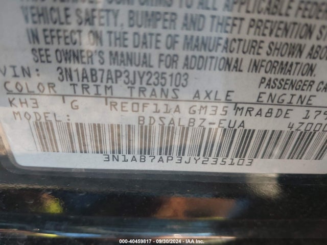 Nissan SENTRA S 2018 3N1AB7AP3JY235103 Image 9