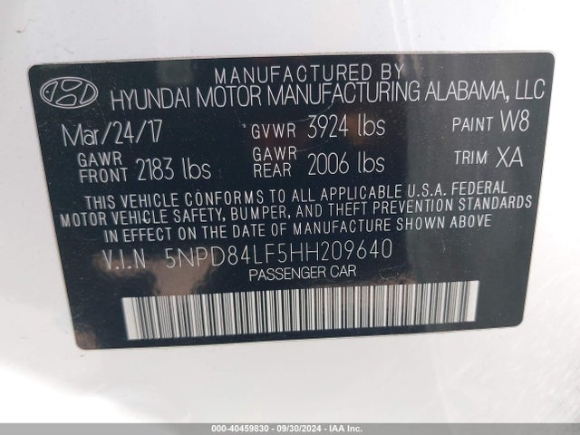 Hyundai Elantra Value Edition 2017 5NPD84LF5HH209640 Image 9