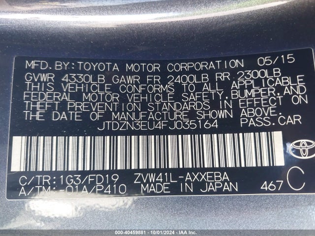Toyota Prius V Two 2015 JTDZN3EU4FJ035164 Image 9