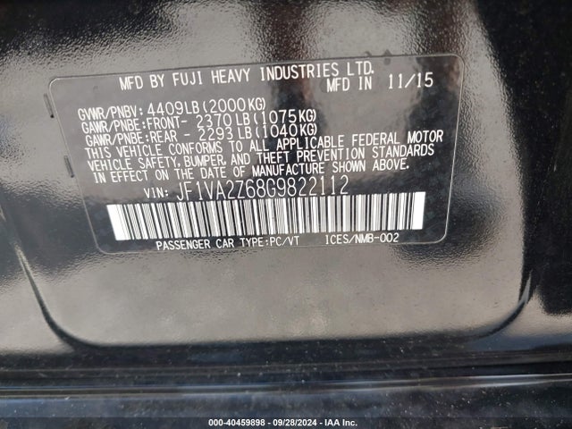 JF1VA2Z68G9822112 Subaru Wrx Sti Limited