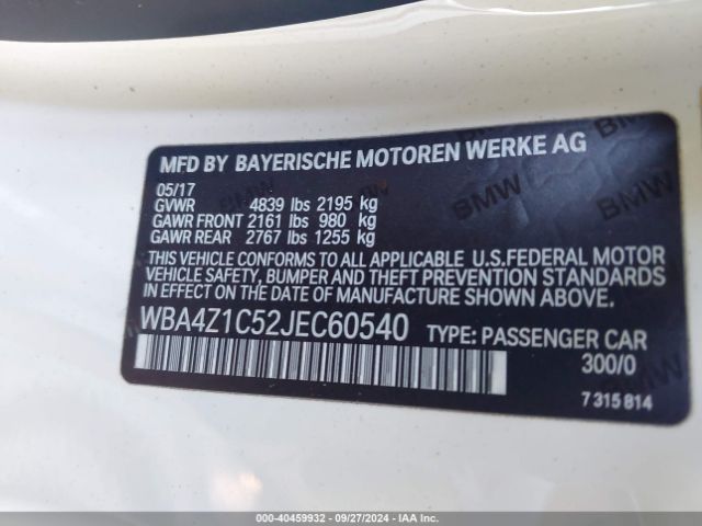 WBA4Z1C52JEC60540 BMW 430I