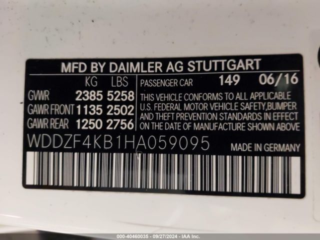 WDDZF4KB1HA059095 Mercedes-Benz E 300 4matic