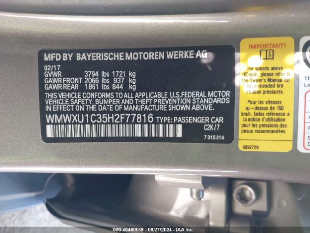 WMWXU1C35H2F77816 Mini Hardtop Cooper