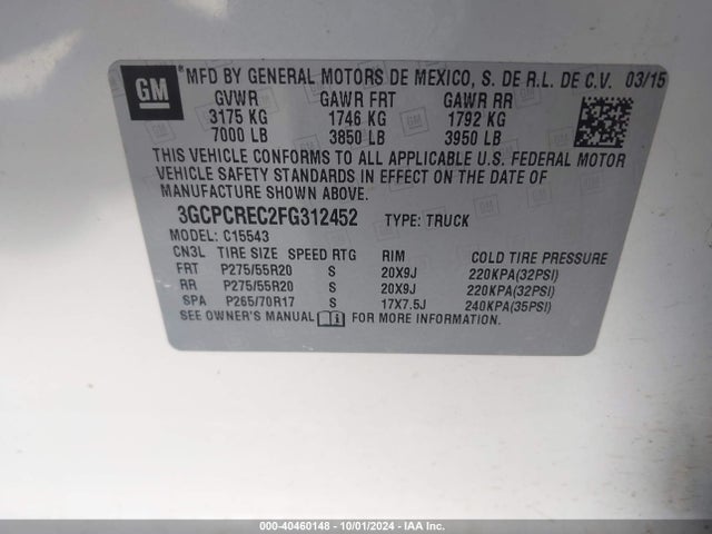 Chevrolet Silverado 1500 1lt 2015 3GCPCREC2FG312452 Image 9