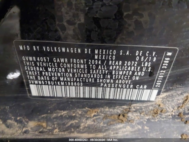 3VWN57BU1KM198603 Volkswagen Jetta 1.4t S