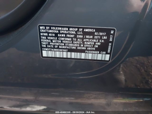 1VWDT7A39HC057637 Volkswagen Passat 1.8t R-line