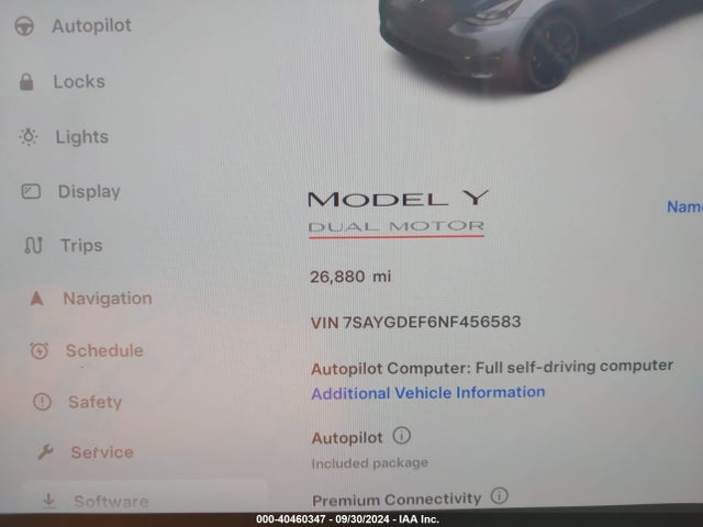 7SAYGDEF6NF456583 Tesla Model Y Performance Dual Motor All-wheel Drive