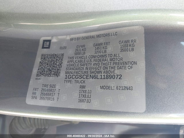 1GCGSCEN6L1189072 Chevrolet Colorado 2wd  Short Box Lt