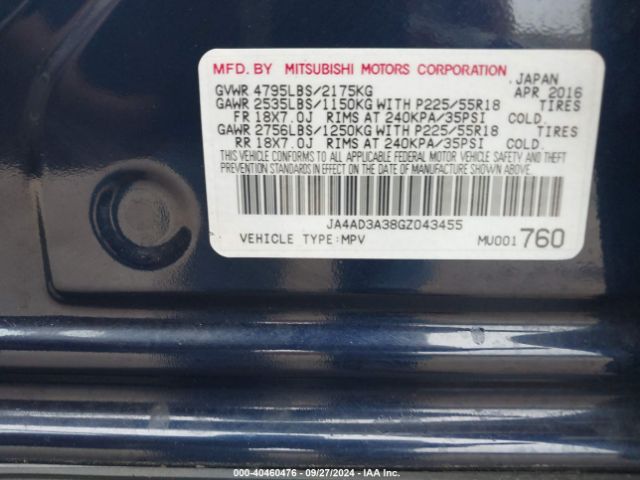 JA4AD3A38GZ043455 Mitsubishi Outlander Sel