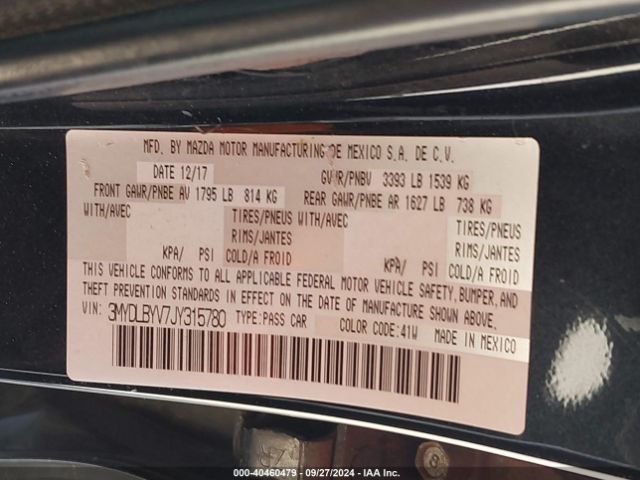 3MYDLBYV7JY315780 Toyota YARIS IA