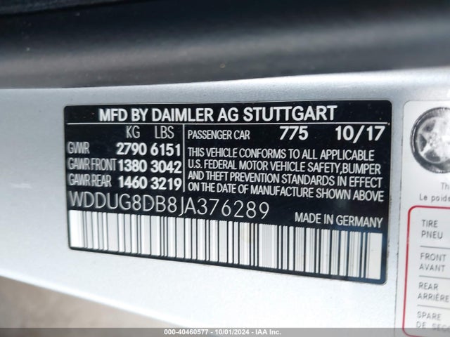 WDDUG8DB8JA376289 Mercedes-Benz S 560