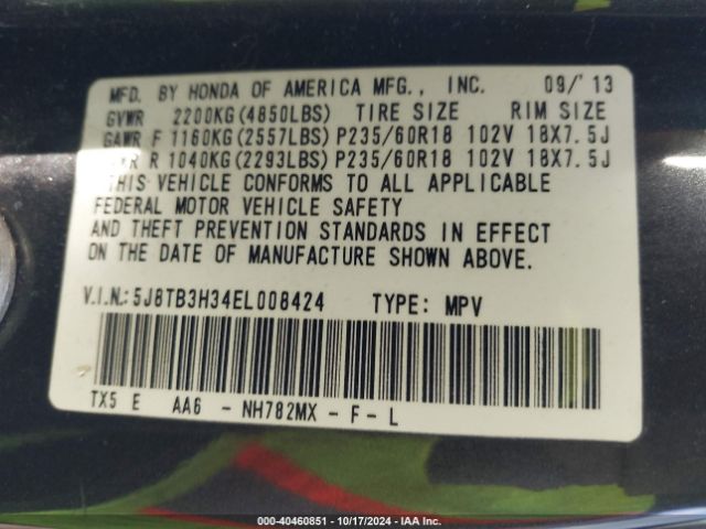 2014 ACURA RDX 5J8TB3H34EL008424 Photo 8