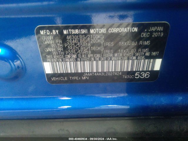 2020 MITSUBISHI ECLIPSE CROSS JA4AT4AA3LZ027424 Photo 8