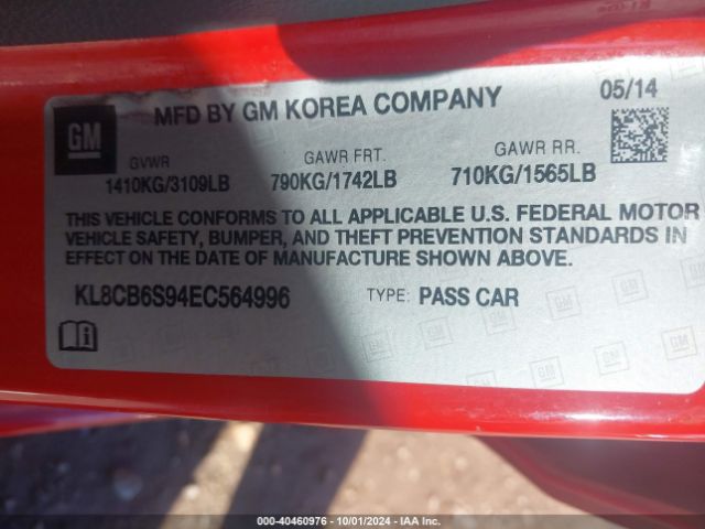 KL8CB6S94EC564996 Chevrolet Spark Ls Auto