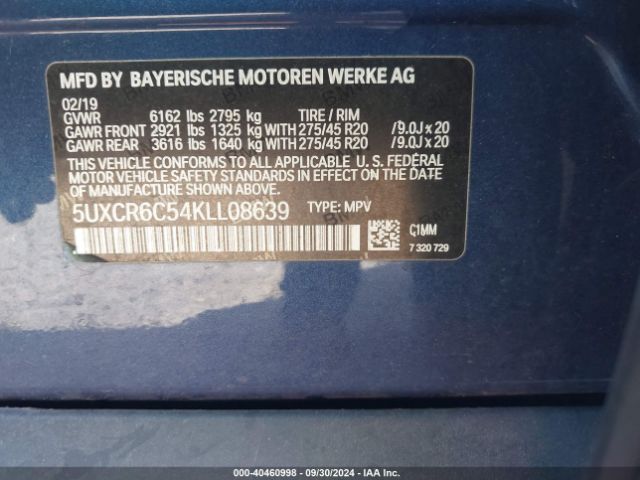 5UXCR6C54KLL08639 BMW X5 Xdrive40i