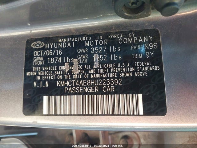 Hyundai ACCENT SE 2017 KMHCT4AE8HU223392 Image 9