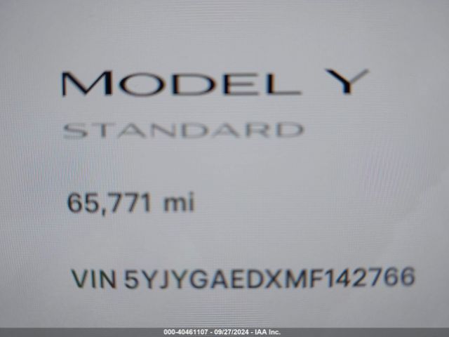 5YJYGAEDXMF142766 Tesla Model Y Performance Dual Motor All-wheel Drive/standard Range Rear-wheel Drive
