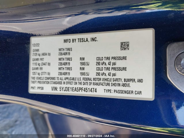 2023 TESLA MODEL 3 5YJ3E1EA5PF451474 Photo 8