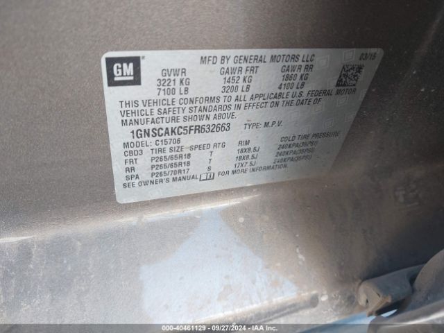 1GNSCAKC5FR632663 Chevrolet Tahoe Ls