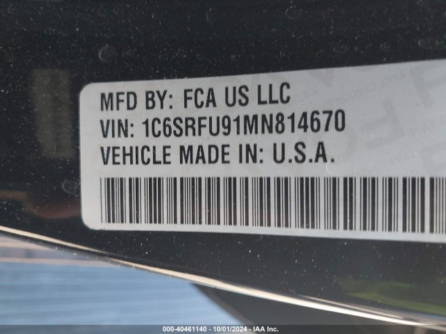 1C6SRFU91MN814670 RAM 1500 Trx  4x4 5'7 Box