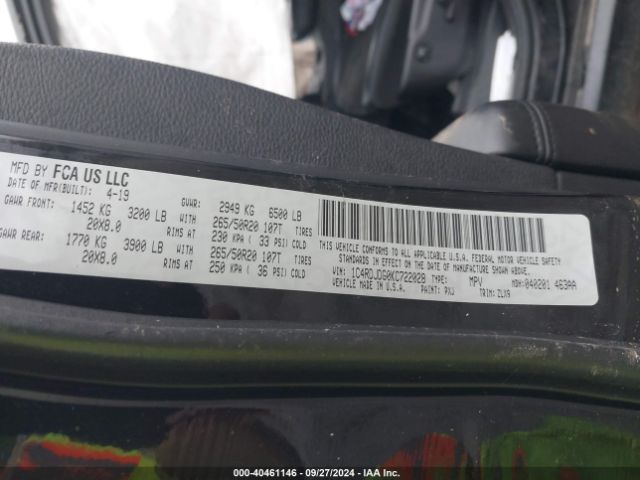 1C4RDJDG0KC722028 Dodge Durango Gt Plus Awd