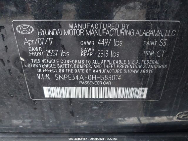 5NPE34AF0HH583014 Hyundai Sonata Sport