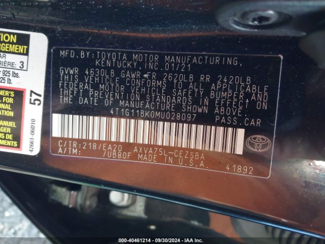 4T1G11BK0MU028097 Toyota Camry Se Awd