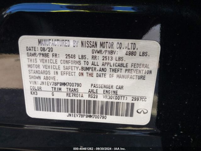 JN1EV7BP9MM700790 Infiniti Q50 LUXE