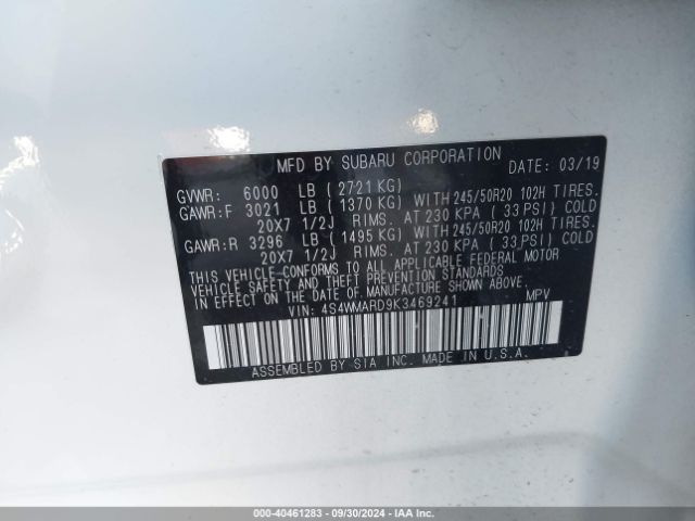 4S4WMARD9K3469241 Subaru Ascent Touring