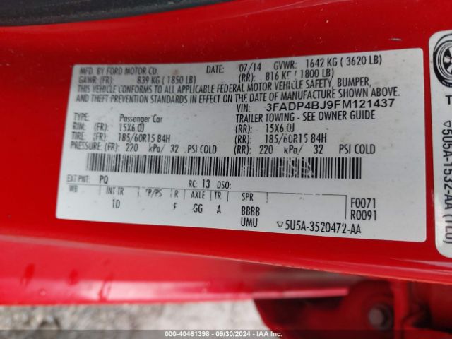 3FADP4BJ9FM121437 Ford FIESTA SE